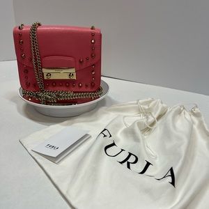 Furla Saffiano Mini Julia Stud Cross Body Bag w Dust Cover & Care Card
